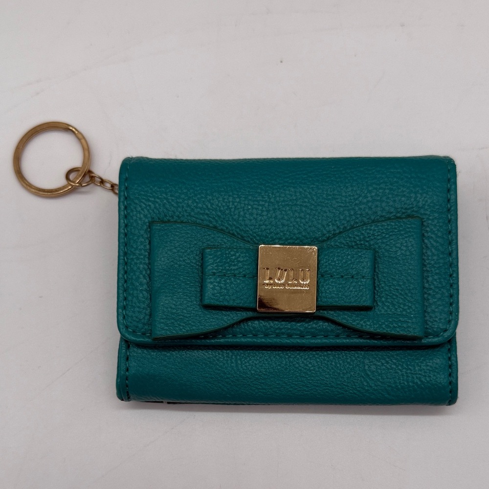 LuLu Teal Key Chain Wallet With Gold Detail